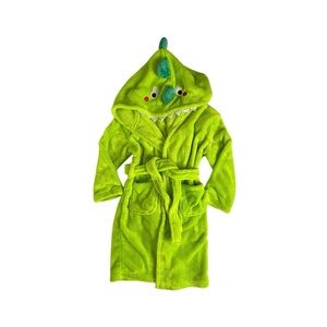 Lolanta Boys L Hooded Bathrobe With Tie & Pockets Green Dinosaur